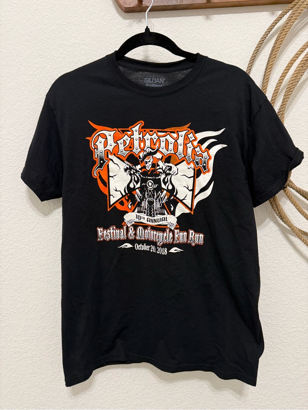 Petrolia 10th Annual Motorcycle Fun Run Graphic Tee - Size M